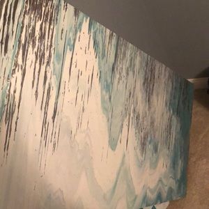 huge turquoise, white, silver canvas